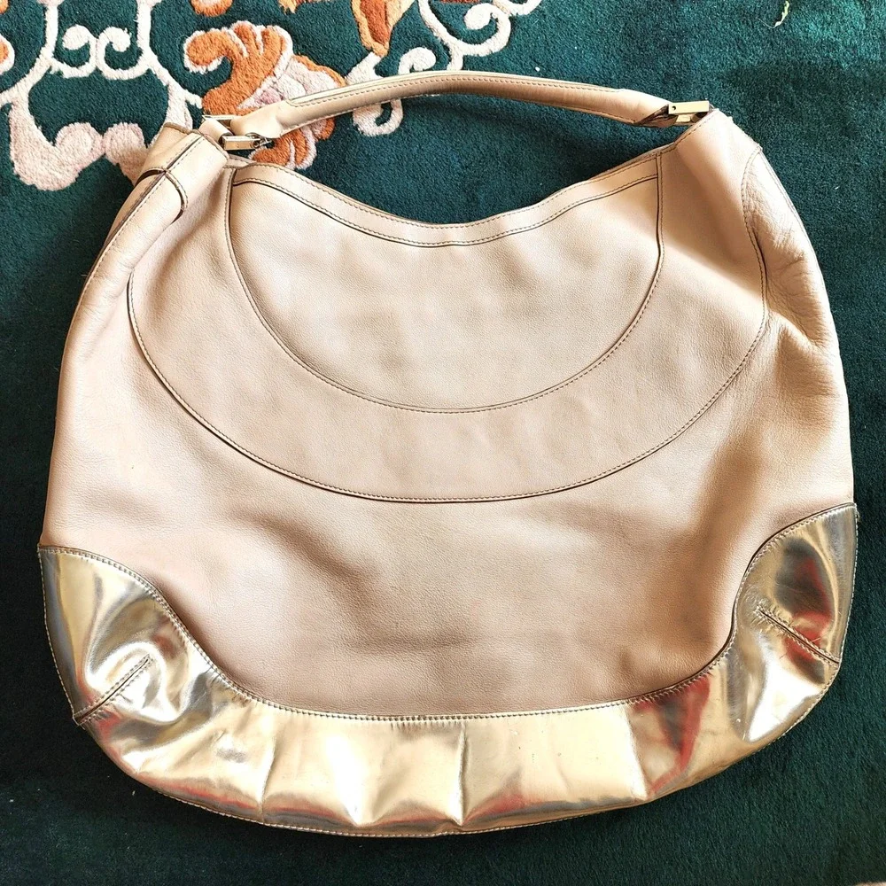 Anya Hindmarch Cooper Beige Leather Hobo Shoulder‎ Bag Luxury Designer Purse